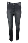Ermanno Scervino High-waisted Stretch Denim Jeans With Fake Tears In Black