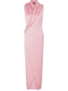 Giorgio Armani Draped Organic Silk Dress In Pink &amp; Purple