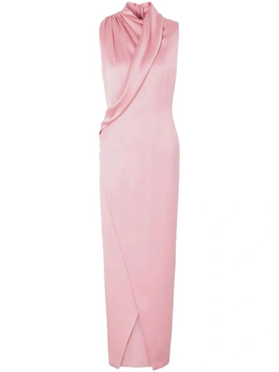 Giorgio Armani Draped Organic Silk Dress In Peony