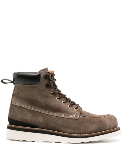 Woolrich Moc Toe Suede Boots In Marrone Chiaro