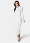 Bebe Crystal Neck Midi Sweater Dress In Snow White,silver