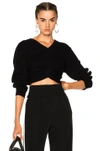 Alexander Wang T Twist-front Cropped Sweater In Black