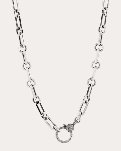 Sheryl Lowe Soho Chain With Diamond Pave Circle Claw Clasp Necklace In Silver