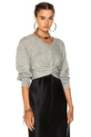 Alexander Wang T Twist Front Wool & Cashmere Sweater In Heather Grey