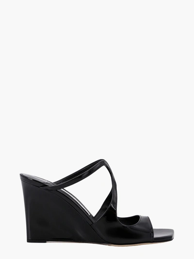 Jimmy Choo Anise Patent Leather Wedge Sandals In Black