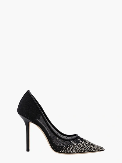 Jimmy Choo Mesh Décolleté With Rhinestone Detail In Black
