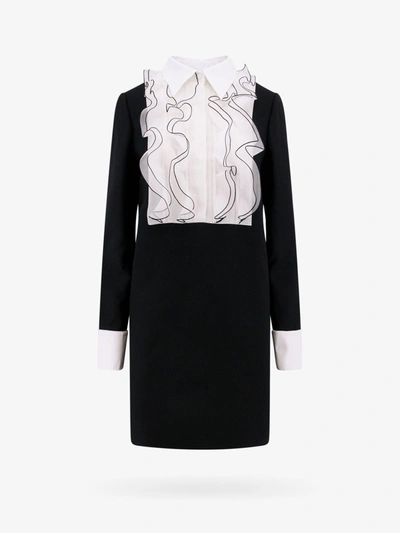 Valentino Poplin And Chiffon-trimmed Wool And Silk-blend Crepe Mini Dress In Multi