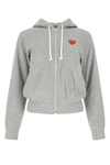 Comme Des Garçons Play Unisex Light Grey Cotton Hoodie With Red Heart In Grey