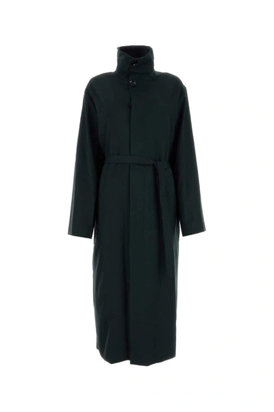 Lemaire Highneck Belted Waist Coat In Green