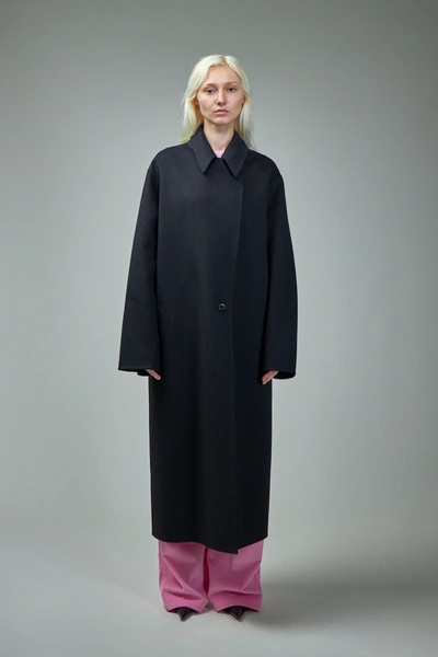 Loewe Single-breasted Long Coat In Black