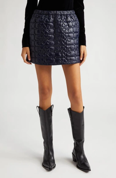 Ganni Shiny Quilt Mini Skirt In Black