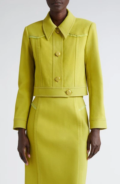 St. John Tailored Wool Blend Jacket In Chartreuse