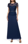 MARINA LACE BODICE A-LINE GOWN