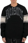 PLEASURES TWITCH CHUNKY WOOL BLEND GRAPHIC CREWNECK SWEATER
