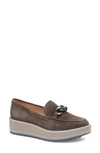 Johnston & Murphy Gracelyn Chain Platform Suede Loafer In Dark Gray Suede
