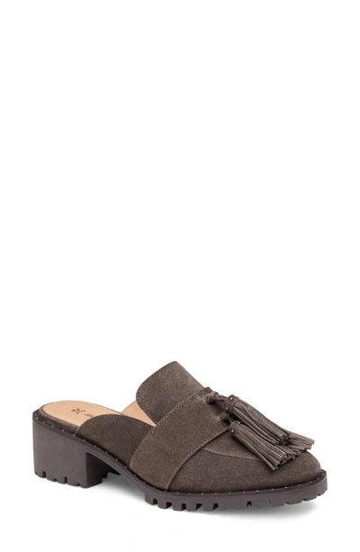 Johnston & Murphy Alice Tassel Mule In Dark Gray Suede