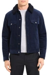 Theory Neil Trucker Jacket In Stretch Cord In Baltic