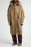 BURBERRY WATER RESISTANT COAT WITH REMOVABLE FAUX FUR TRIM