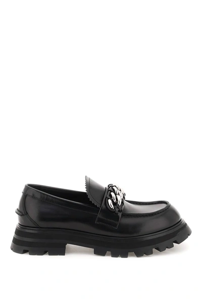 Alexander Mcqueen Chain Penny Loafers In Black