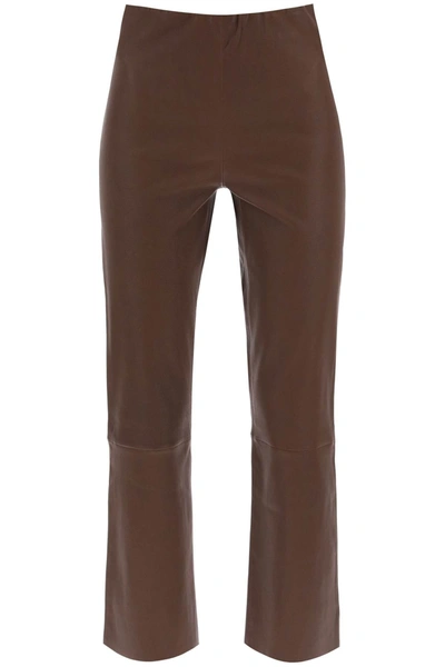 By Malene Birger Florentina Flared Leather Trousers In Brown