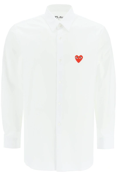 Comme Des Garçons Play Comme Des Garcons Play Heart Patch Cotton Shirt In White