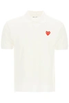 Comme Des Garçons Play Heart Patch Polo Shirt In White