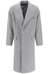 Dolce & Gabbana Grey Single Breasted Wool Coat In Grey