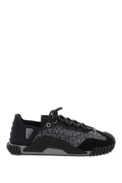 Dolce & Gabbana Ns1 Coated Jacquard Sneakers In Black