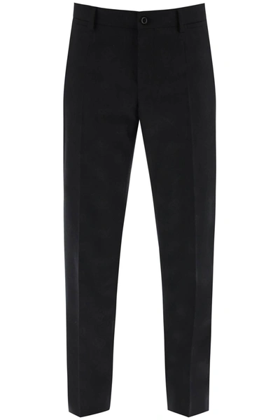 Dolce & Gabbana Pants With Jacquard Dg Motif In Black