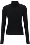 Ganni Turtleneck Sweater With Back Cut Out In Black