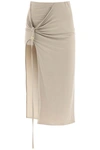Jacquemus Croissant Belted Cupro-blend Stretch-jersey Midi Skirt In Khaki