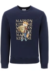 Maison Kitsuné Fox Champion Cotton Sweatshirt In Blue
