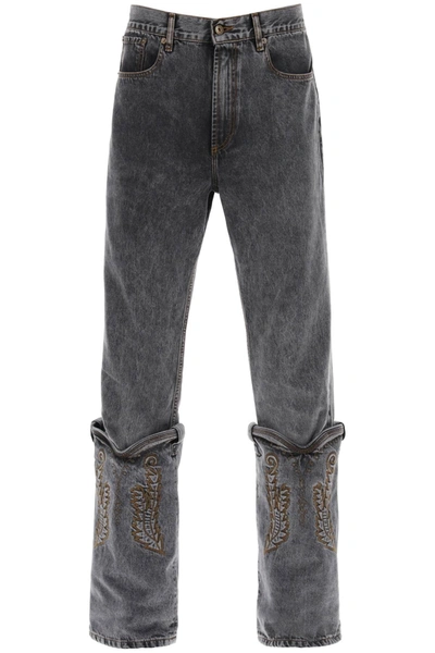 Y/project Evergreen Cowboy Cuff Organic-cotton Jeans In Mixed Colours