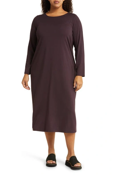 Eileen Fisher Scoop-neck Jersey-knit Midi Dress In Cassis