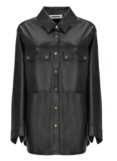 Darkpark Julie Leather Shirt Jacket In Black