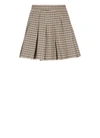 Palm Angels Micro Check Cotton Pleated Skirt In Brown
