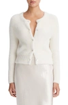 Vince Mother-of-pearl Eyelash Knit Cardigan In Off White