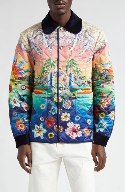 Casablanca Printed And Quilted Hunting Casual Jacket In Multicolor
