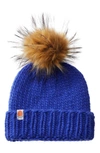 SHT THAT I KNIT THE RUTHERFORD FAUX FUR POMPOM MERINO WOOL BEANIE