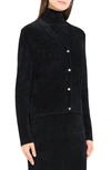 Theory Rib Knit V-neck Cardigan In Velvet In Black