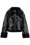DES PHEMMES ECO SHEARLING AVIATOR JACKET WITH APPLIQUES