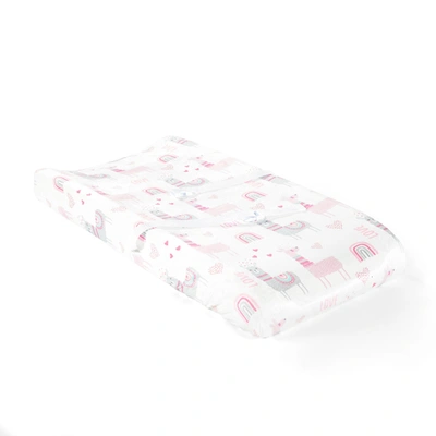 Lush Decor Llama Love Soft & Plush Changing Pad Cover In Pink