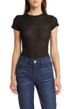 Frame Mesh Lace Round-neck Top In Noir