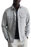 Reiss Soft Grey Melange Button Through Twin Pocket Overshirt In Grey Melange