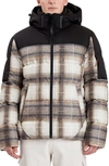 Point Zero Heritage Check Puffer Jacket In Patterned Brown