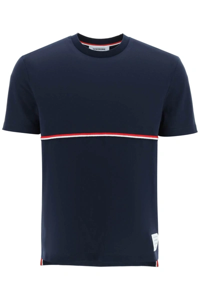 THOM BROWNE T SHIRT WITH TRICOLOR POCKET