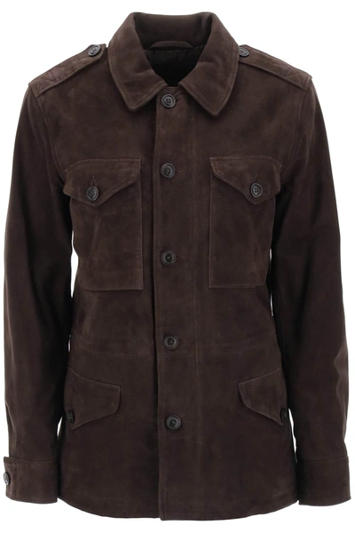 Polo Ralph Lauren Button-up Leather Jacket In Brown