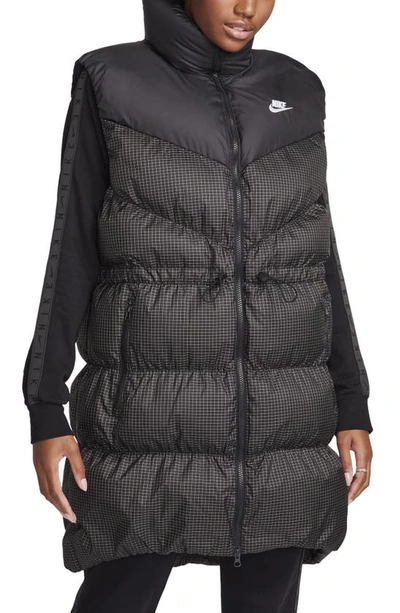 Nike Women's  Sportswear Windpuffer Therma-fit Loose Long Puffer Vest In Black