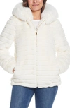 Gallery Hooded Faux Fur Jacket In Cream
