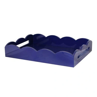 Addison Ross Ltd Navy Medium Lacquered Scallop Serving Tray In Blue